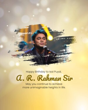 A R Rahman Poster A R Rahman birthday banner download